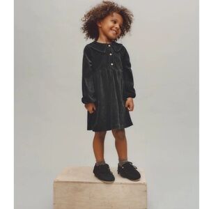 •zara• charcoal black velvet corduroy/ribbed style dress